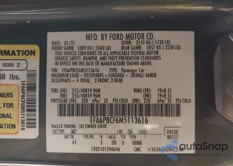 2021 Ford Mustang Gt Premium Fastback z USA, uszkodzony, nr VIN 1FA6P8CF6M5113616